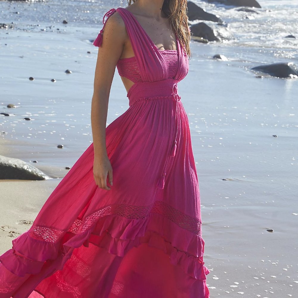 Free People Santa Maria Maxi Dress - Dark Magenta